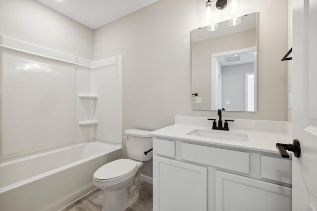 full bathroom featuring vanity, tile patterned flooring, bathtub / shower combination, and toilet