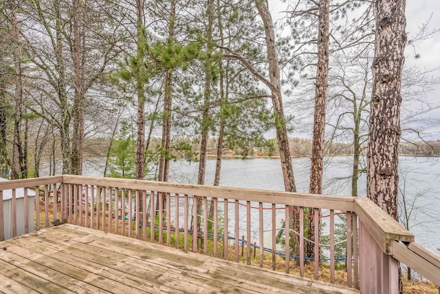 wooden terrace with a water view