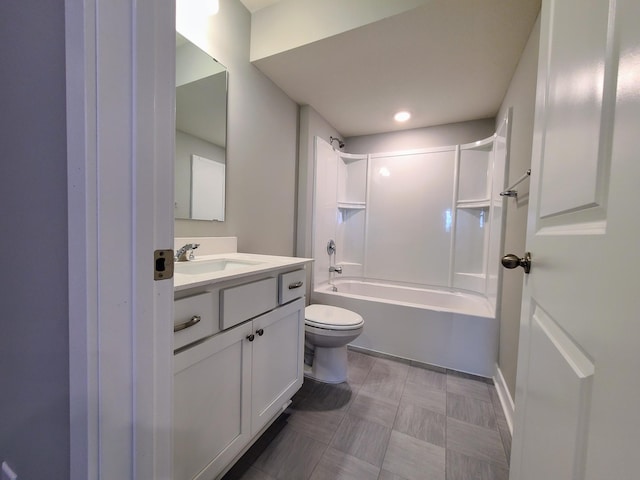 full bathroom featuring vanity, toilet, and shower / bath combination