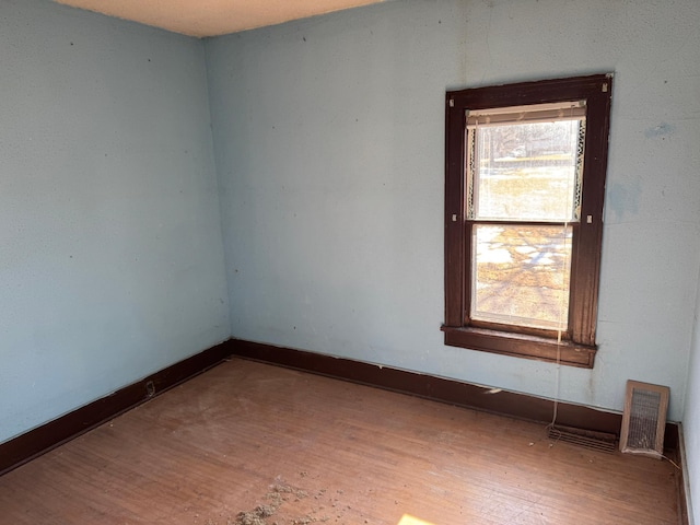 spare room featuring wood-type flooring