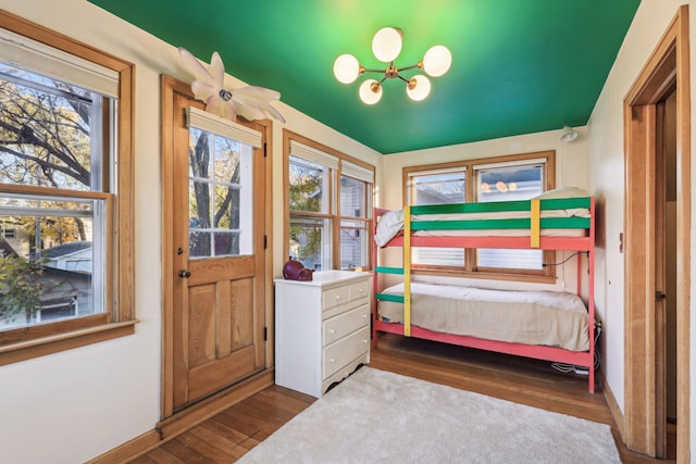 bedroom featuring dark hardwood / wood-style floors