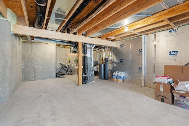 view of unfinished basement