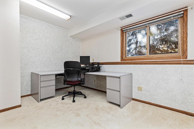 office featuring light colored carpet