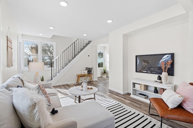 living room featuring light hardwood / wood-style flooring