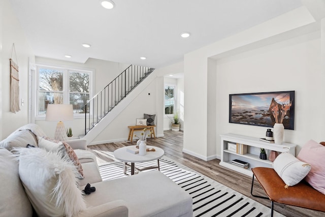 living room featuring light hardwood / wood-style floors