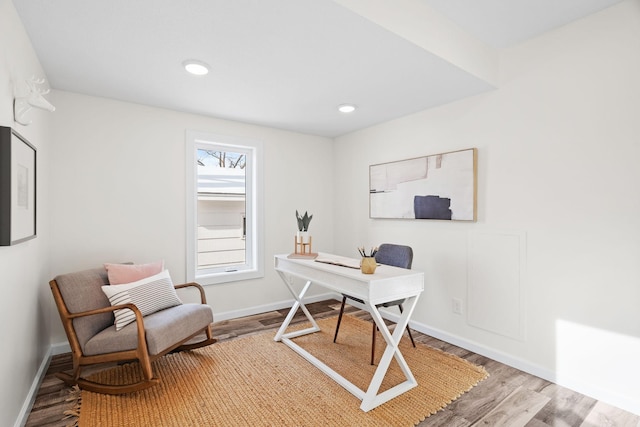 office space featuring light hardwood / wood-style floors