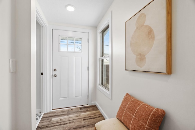 doorway featuring light hardwood / wood-style flooring