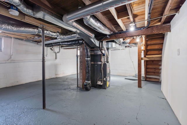 basement with heating unit