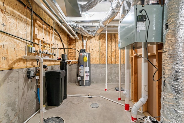 utility room with water heater