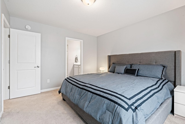 bedroom featuring light colored carpet