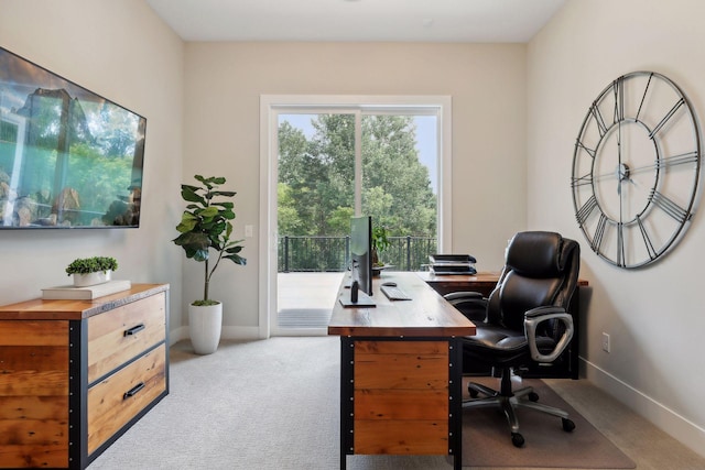 office with light carpet