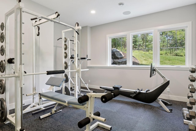 exercise room with a healthy amount of sunlight