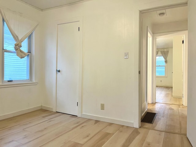 interior space with light hardwood / wood-style floors