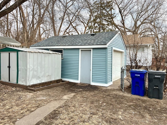 view of outdoor structure featuring a garage