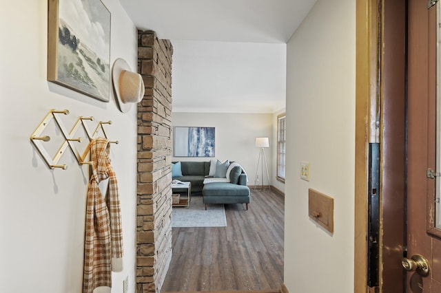 corridor featuring hardwood / wood-style flooring