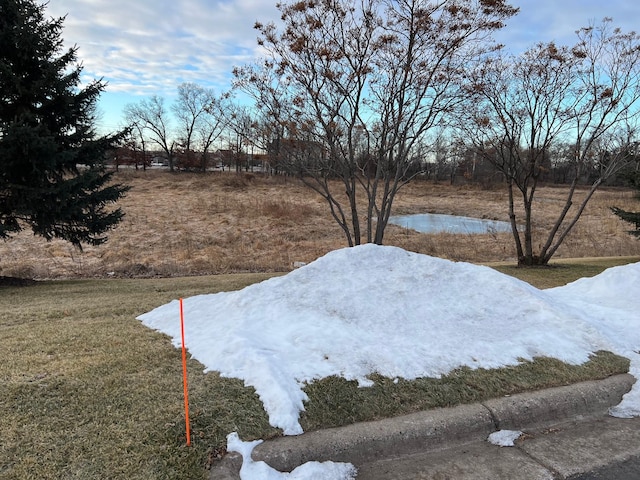 view of yard with a water view