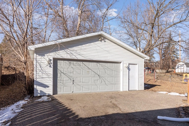 view of snow covered garage