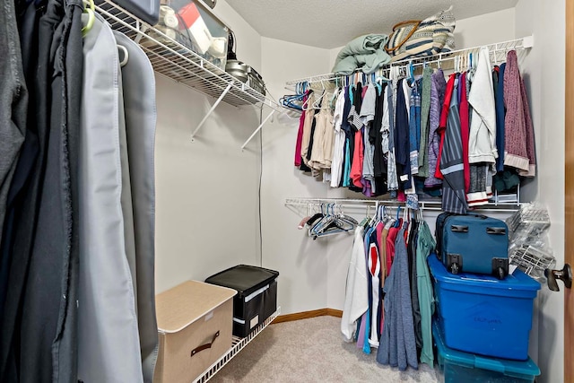 spacious closet with carpet floors