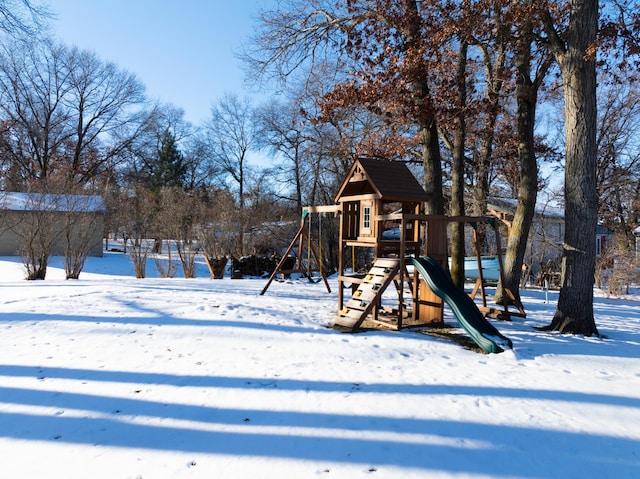 view of snow covered playground