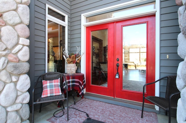 entrance to property with french doors