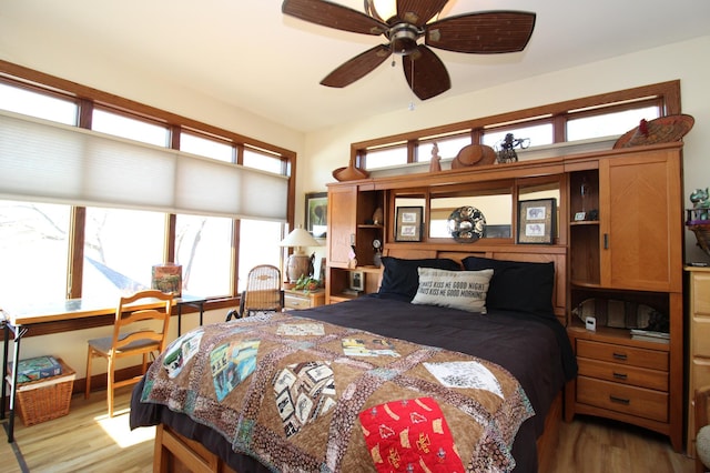 bedroom with light wood-style floors