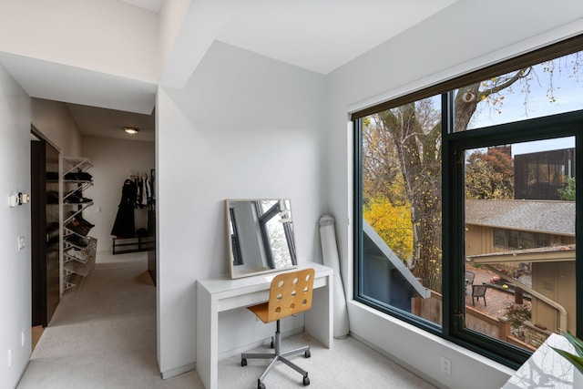 office area with light carpet