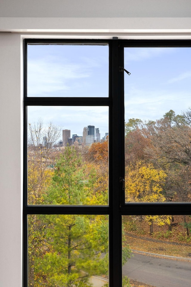 interior details featuring a view of city