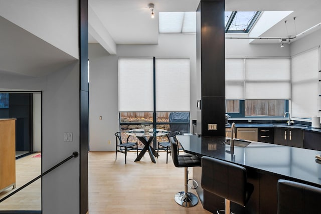 1128 Kenwood Pkwy, Minneapolis, MN 55403 - interior space featuring light wood finished floors, a skylight, and a sink