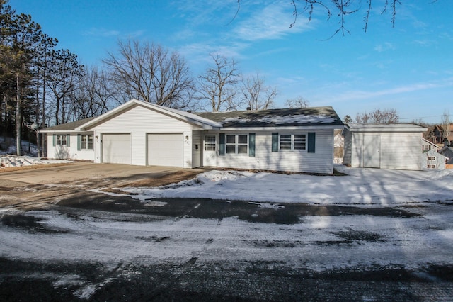 single story home with a garage