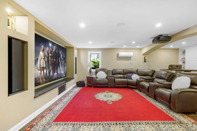 cinema room with a wall mounted AC