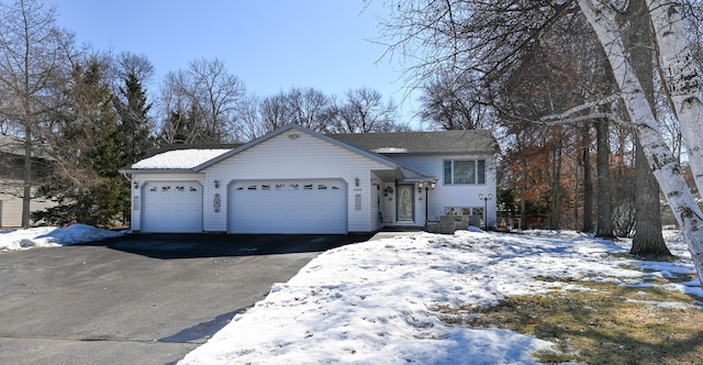 view of front facade with a garage and aphalt driveway