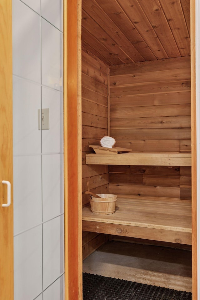 view of sauna