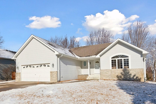 single story home with a garage