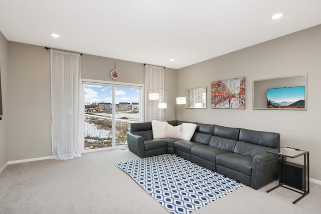 living room featuring carpet flooring