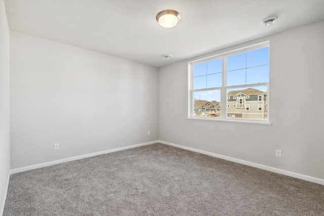 unfurnished room with carpet floors and a textured ceiling