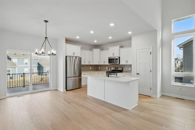 6566 Jody Ave S, Cottage Grove, MN 55016 - kitchen featuring light countertops, appliances with stainless steel finishes, plenty of natural light, and light wood-style floors