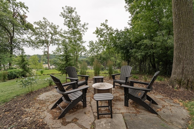 view of patio with a fire pit