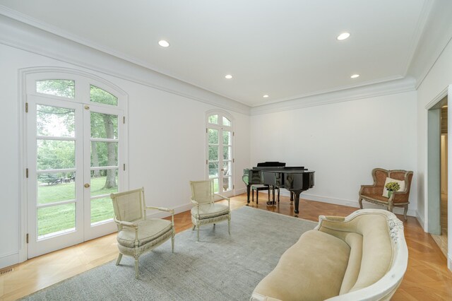 910 Folwell Dr SW, Rochester, MN 55902 - living area featuring crown molding, french doors, and recessed lighting