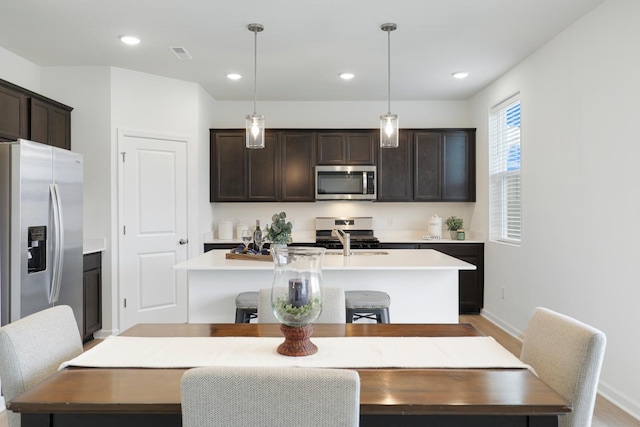 dining space with sink