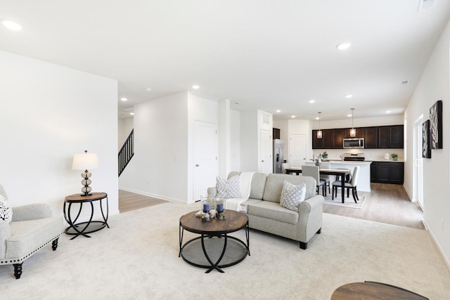 living room with light wood-type flooring