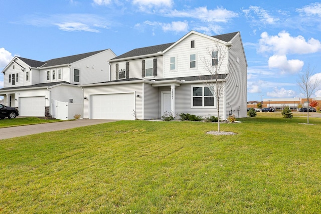 view of front property with a garage and a front yard