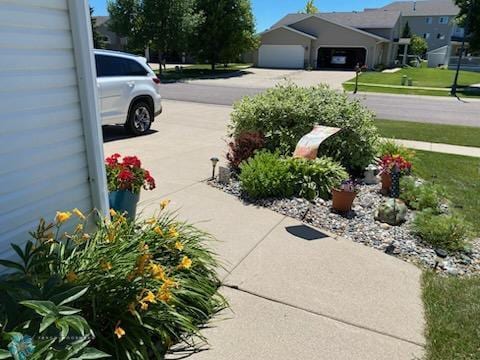 view of yard with a garage