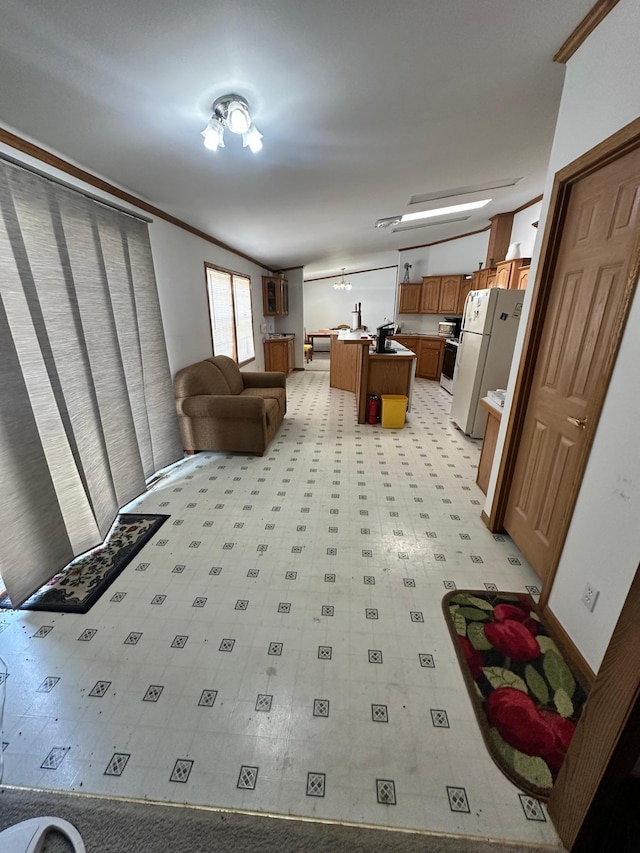 living area with light floors