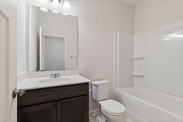 full bathroom with shower / bathtub combination, vanity, and toilet