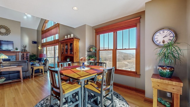 dining room with light wood-type flooring