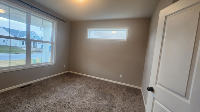 spare room featuring a healthy amount of sunlight and carpet