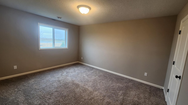 unfurnished room with carpet floors and a textured ceiling