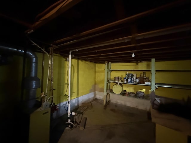 view of unfinished basement