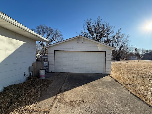 view of detached garage