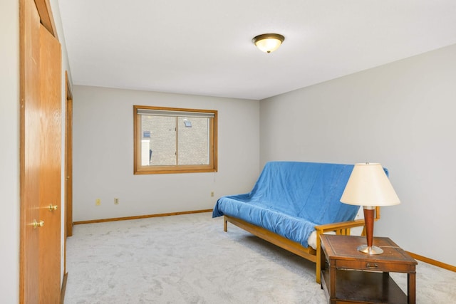 sitting room with carpet floors